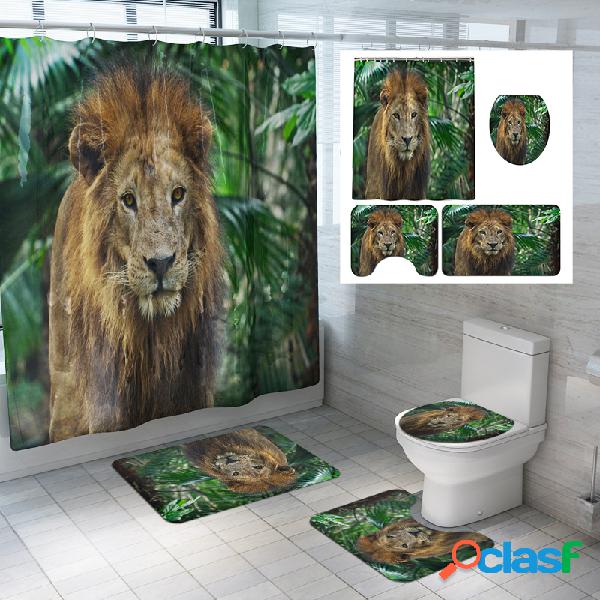 Tenda da doccia per bagno, 1,8 m, set da bagno, tigre leone,