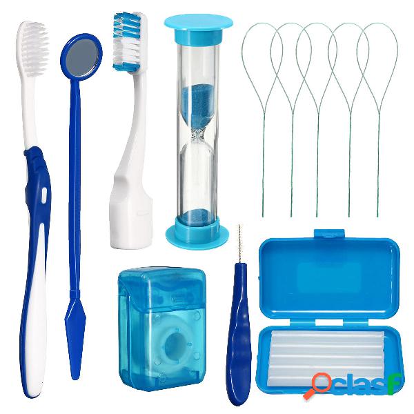 8Pcs Dentale Oral Care Kit ortodontico denti spazzolino filo