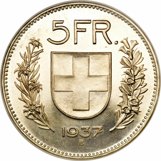 valeur piece 5 francs suisse 1939