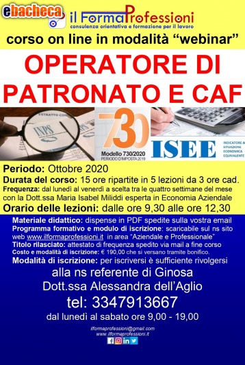 Corso On Line Operatore Di Patronato E Caf 🥇 Posot Class 1519