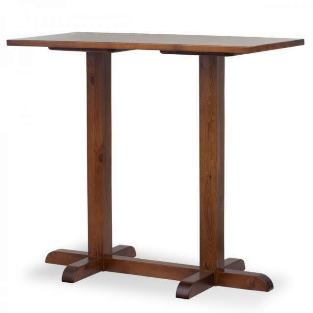 Tavolo alto da bar in legno di pino - 120x80x3 H110 tinta
