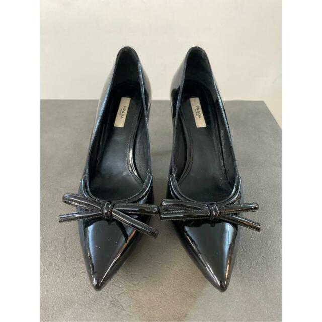 Prada scarpe donna pelle vernice nero