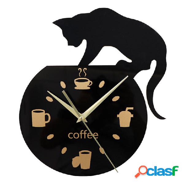 Emoyo ECY013 Orologio da parete creativo per gatto da caffè