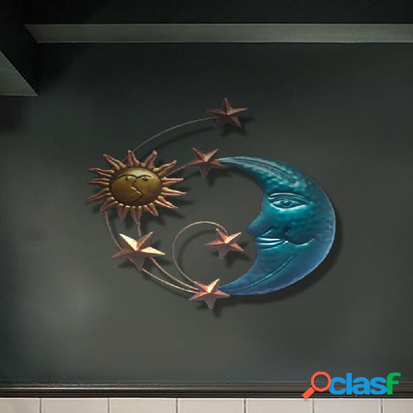 1 PC Iron Sun Moon Face Wall Art Decoration Ornamenti da