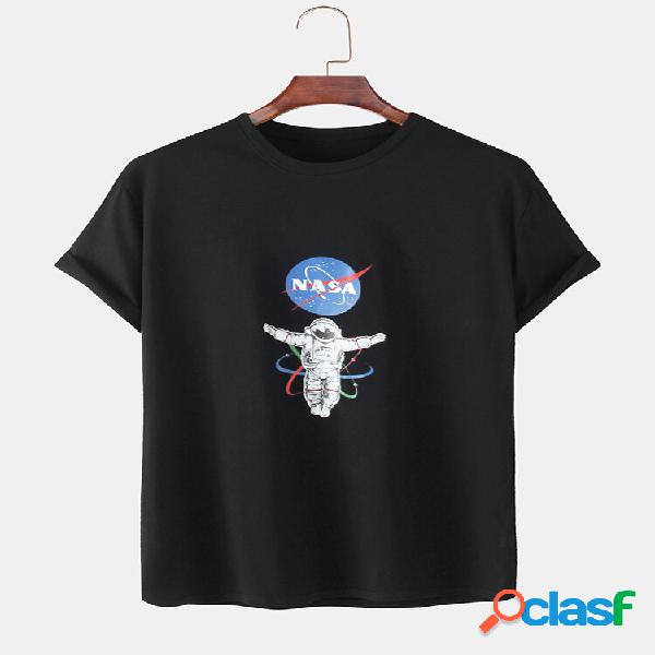 100% cotone stampa astronauta rotonda Collo magliette