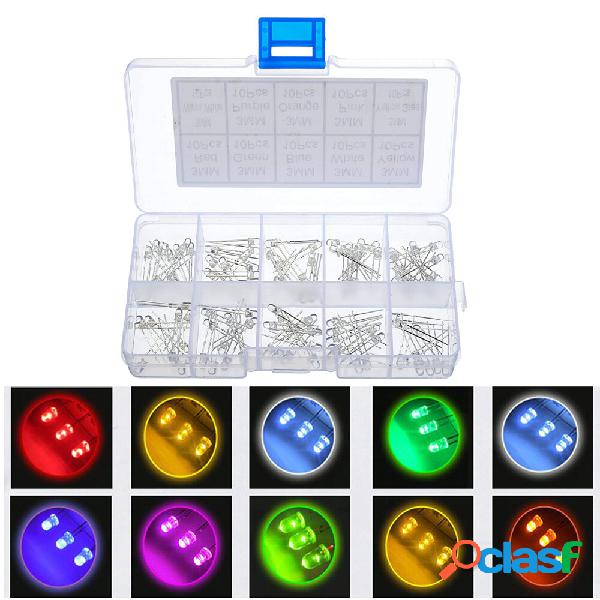 100 pezzi (10 colori x 10 pezzi) 3mm LED Kit diodi 3 mm 3V