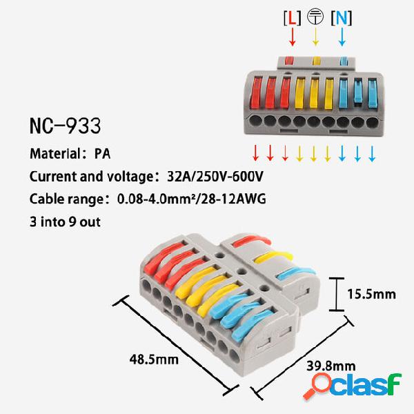 10PCS 3 in 9 out Quick Wire Connettore PCT SPL Cavo di