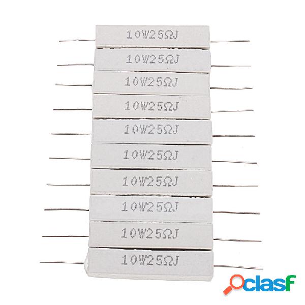 10pcs 10W 25 ohm 25R resistore in ceramica per cemento