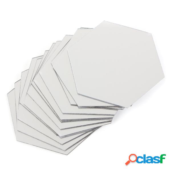 12Pcs 8cm Adesivo da parete a specchio Esagono rimovibile in