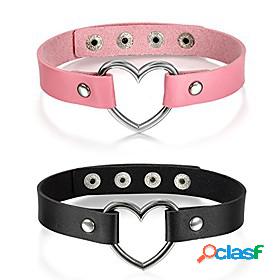 1pc punk heart charm leather collar choker necklace
