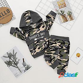 2 Pieces Baby Boys Active Cool Hoodie Pants Cotton Gray Camo
