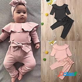 2 Pieces Baby Girls Basic Cute Clothing Set Cotton Daily