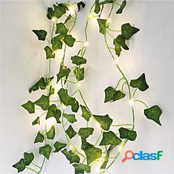 2 m piante artificiali led stringa di luce rampicante foglia