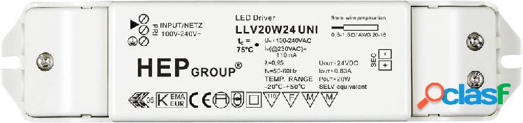 20W 24V Trasformatore per LED Tensione costante 0 - 0.83 A