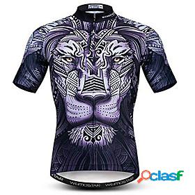 21Grams 3D Lion Funny Short Sleeve Mens Cycling Jersey -
