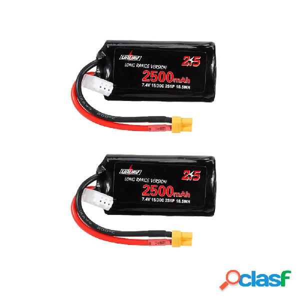 2Pcs URUAV 7.4V 2500mAh 15/30C 2S Li-ion a Lungo Raggio