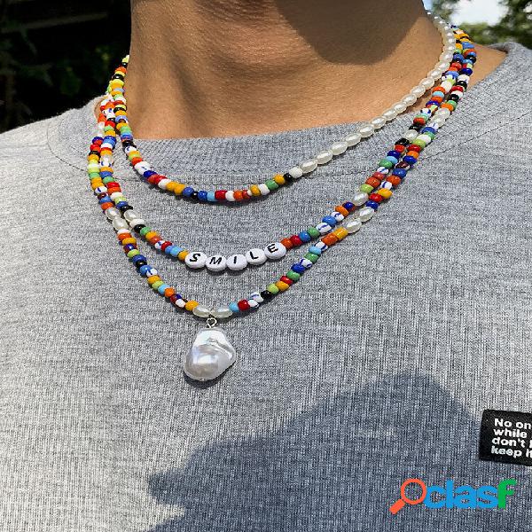 3 pezzi alla moda della Boemia multistrato Colorful collana