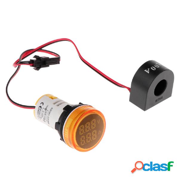 3 pz luce gialla 2in1 22mm AC50-500V 0-100A amp voltmetro