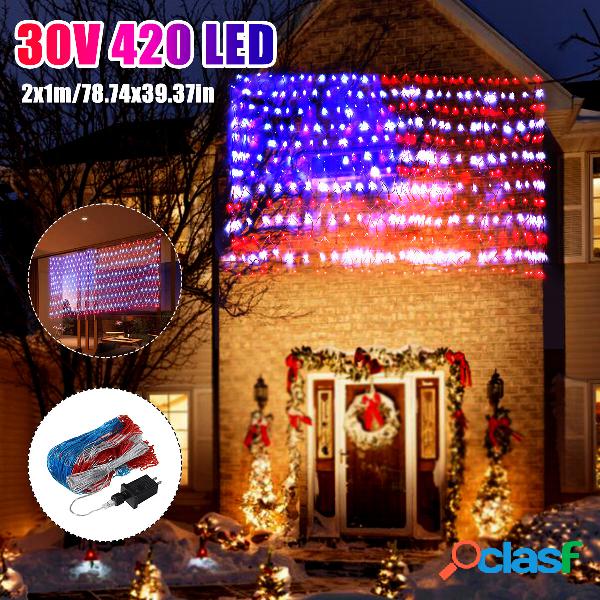 30V 420LEDs Rete bandiera americana lampada Lampada da