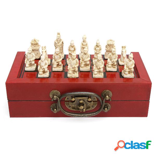 32 pezzi in terracotta guerrieri Figura scacchiera con legno