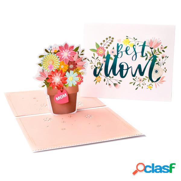 3D Mothers Day Cards Migliore mamma Cesto di fiori Inviti di