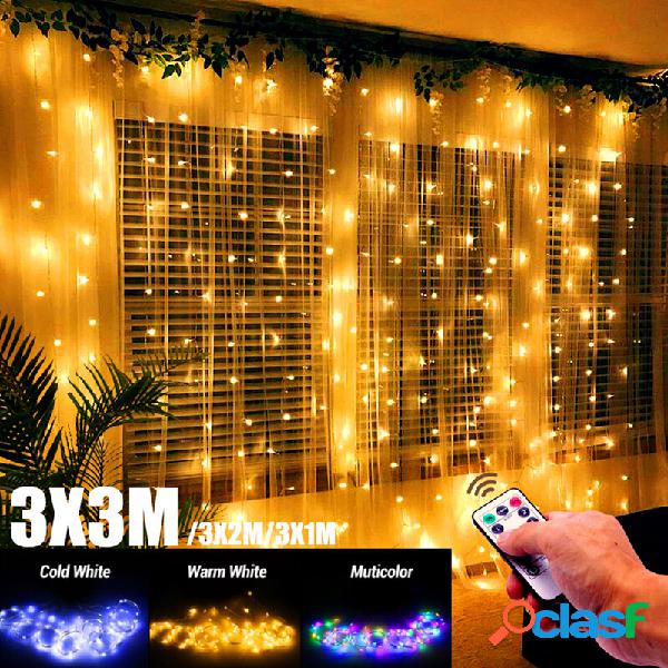 3mx1m / 3mx2m / 3mx3m LED Fairy Curtain String Light remoto