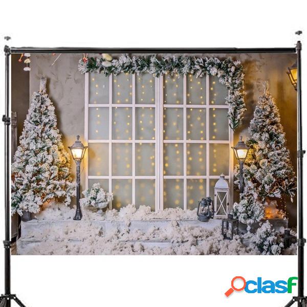 3x5FT 5x7FT Vinile Albero di Natale Finestra di neve Luce