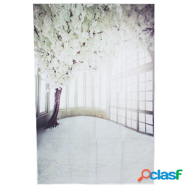 3x5ft Vinile Bianco Fiore Albero Finestre Fotografia Sfondo