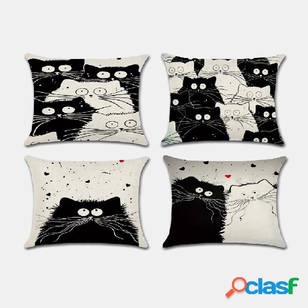 4 pezzi Cartoon Cat Hug Federa Fodera per cuscino Biancheria