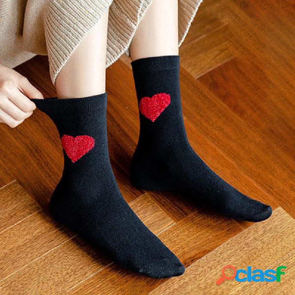 5 Paia Donne Cotone Solido Amore Plaid Lettere Calore