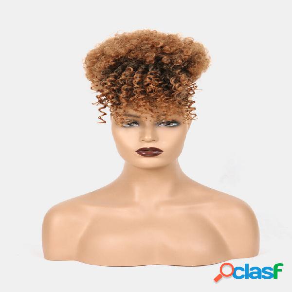 5 colori Africa Small Curly Short Parrucca Fluffy Bangs