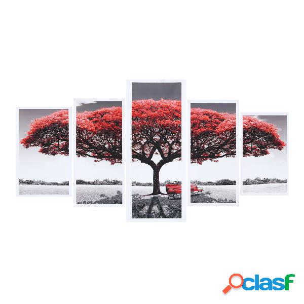 5Pcs Red Tree Canvas Paintings Wall Decorative Print Art