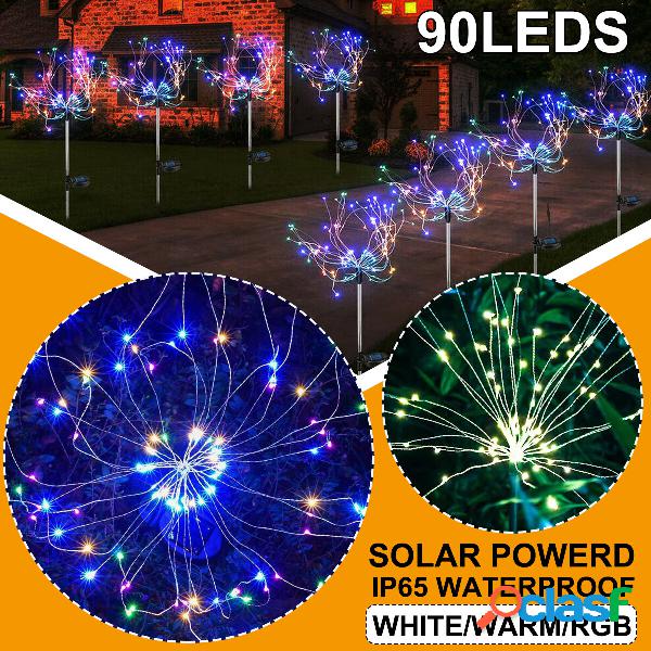 90LED Firework solare Luce 8 modalità impermeabile esterno