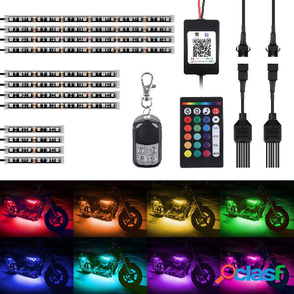 AMBOTHER 12Pcs Moto luce a led Kit Strisce RGB Impermeabile