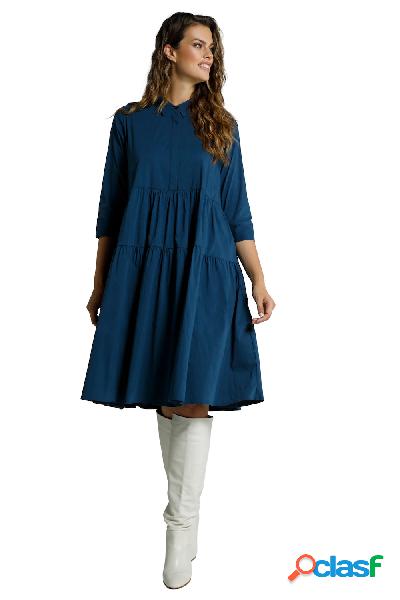 Abito chemisier con gonna a balze, colletto da camicia e