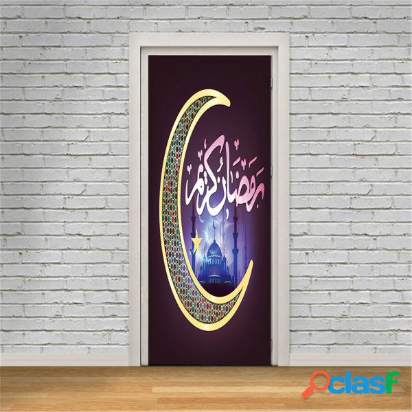 Adesivo murale islamico 3D Carta da parati per porta Carta