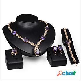 Ador Womens Synthetic Amethyst Jewelry Set - Rhinestone