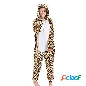 Adults Kigurumi Pajamas Leopard Onesie Pajamas Velvet Mink