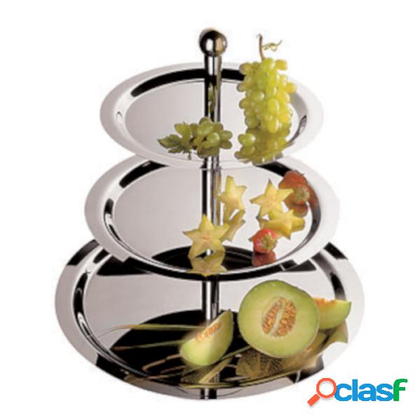 Alzata Frutta 3 Piani Inox, dimensioni 48 38x32x h 50 cm