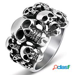 Anello a fascia 3D Argento Lega Teschio Punk Roccia 1 pc 7 8