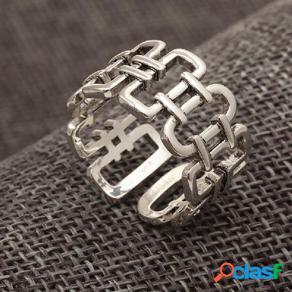 Anello aperto geometrico vintage con numeri romani punk