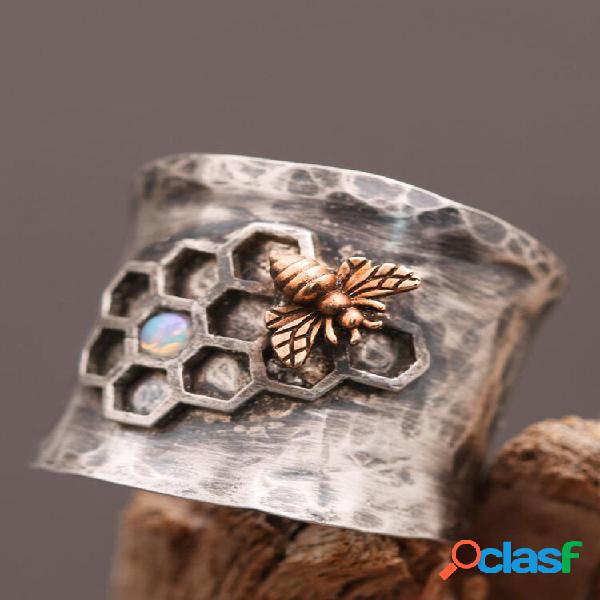 Anello da donna vintage intagliato con uccello Bee Regalo di