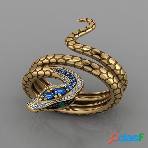 Anello unisex vintage a forma di serpente aperto regolabile