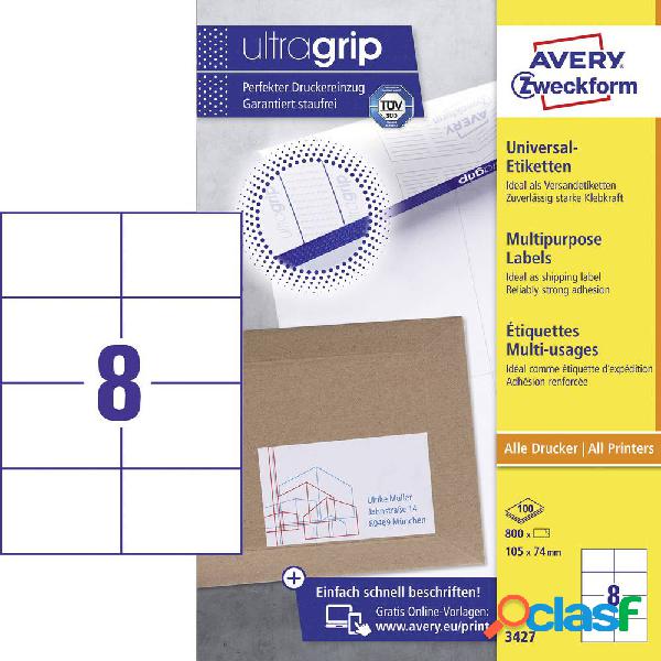 Avery-Zweckform 3427 Etichette 105 x 74 mm Carta Bianco 800
