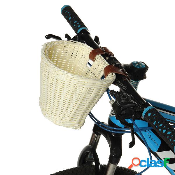 BIKIGHT Kids Rattan Bicycle Bike Cestino anteriore Cinturino