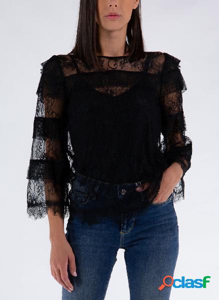 BLUSA REGULAR IN PIZZO LAVORATO