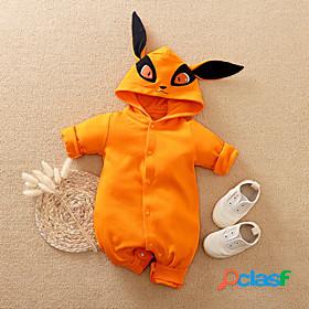 Baby Boys Basic Romper Cotton Orange Animal Rabbit Anime