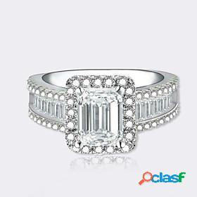 Band Ring AAA Cubic Zirconia Geometrical White Copper