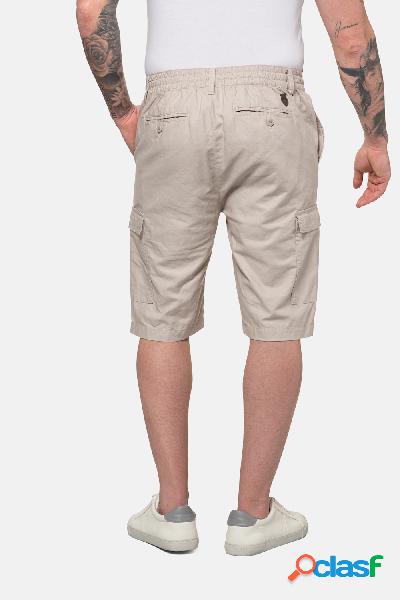 Bermuda in stile cargo, misto lino, cintura elastica, basic