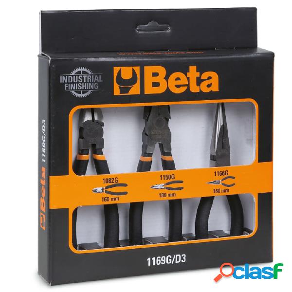 Beta Tools Set Pinze 3 pz 1169G/D3 con Maniglie Rivestite in